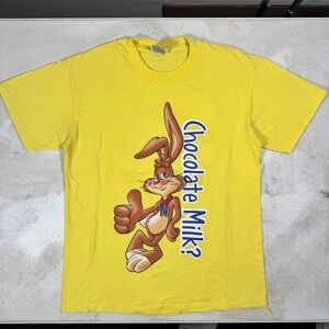 Vintage Nesquik Chocolate Milk T-Shirt Mens M Hanes Beefy Double-Sided Y2K Tee